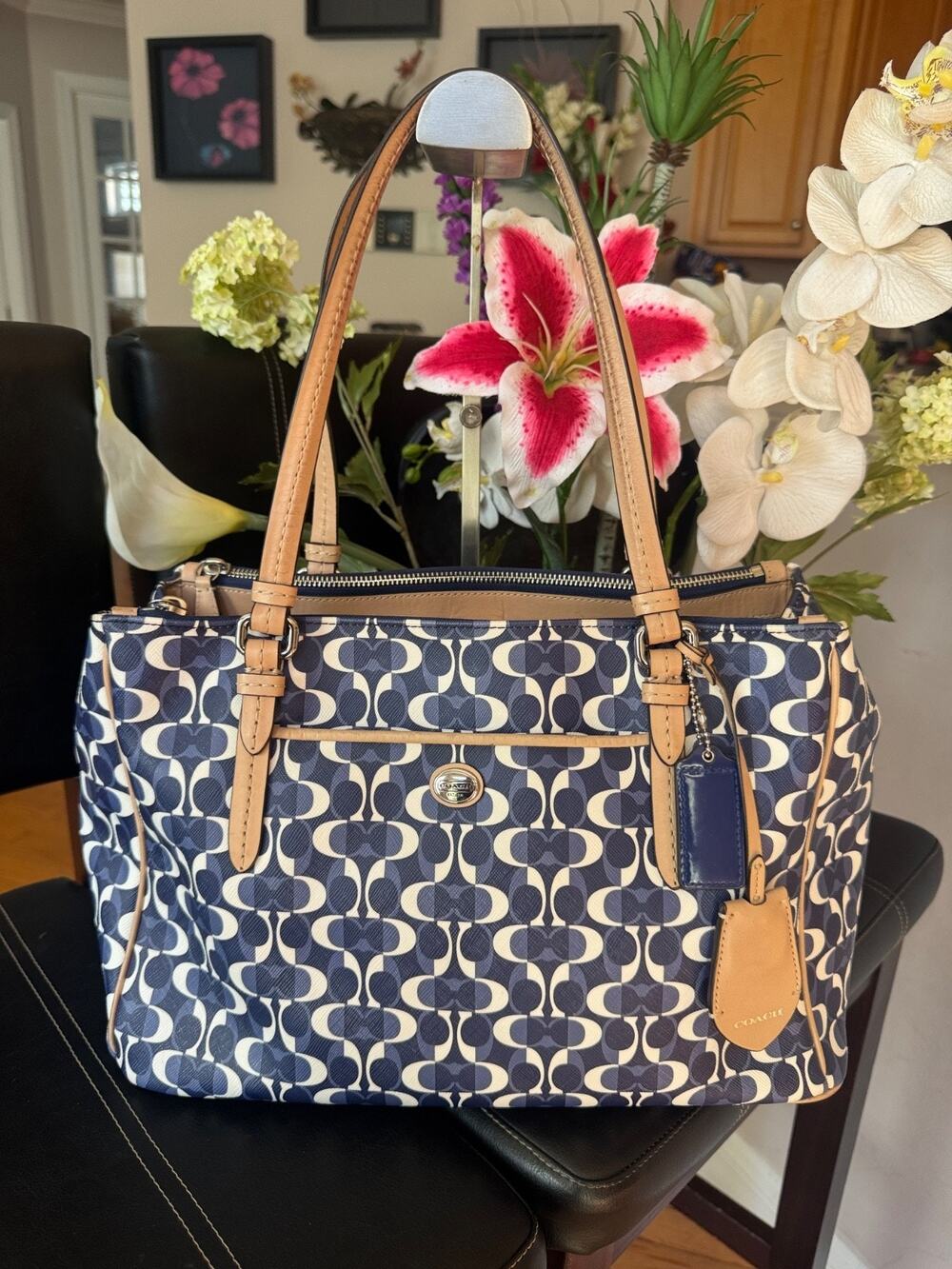 COACH Peyton Multi Function Shoulder Bag F25457 Double Zip Tote Purse (BAR